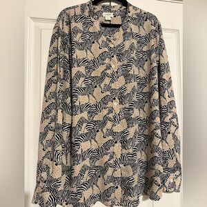 J. Crew M Zebra Pattern Blouse in Black and Brown